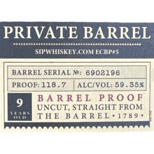 Elijah Craig Single Barrel Barrel Proof Selected by Sip Whiskey 118.7 Proof - Image 2