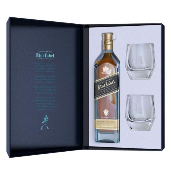 Johnnie Walker Blue Label Limited Edition Design Gift Set With Crystal Glasses