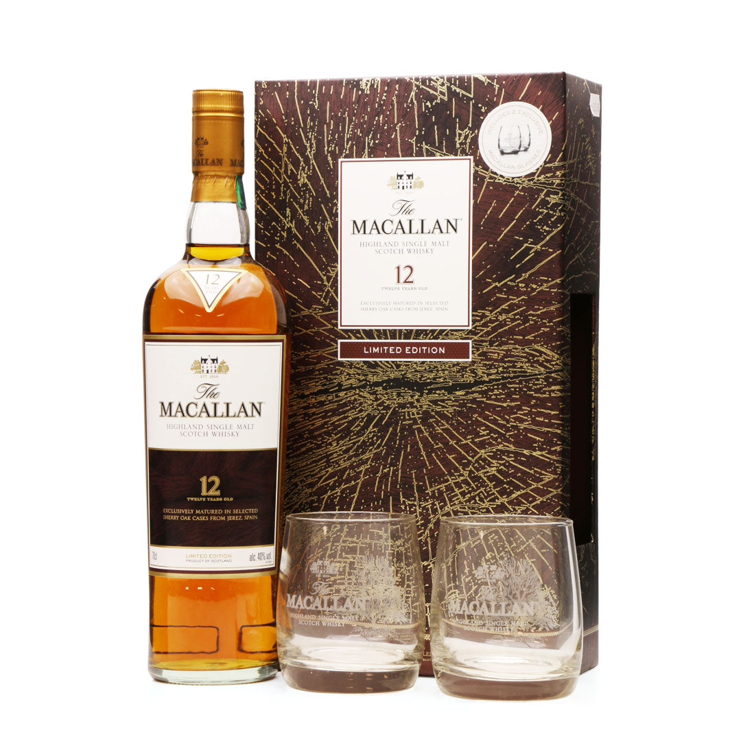 The Macallan 12 Year Old Sherry Cask W/ 2 Official Glasses